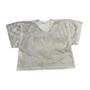 Champro Mesh Practice Jersey Adult Medium White Excellent V-Neck Short Sleeve‎